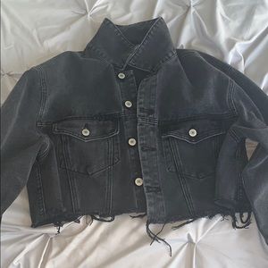 john galt cropped black jean jacket